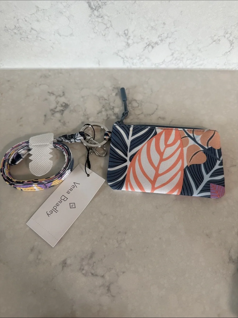 Vera Bradley Leaf Print Wristlet, Card Case & Lanyard Set in Multi Colors